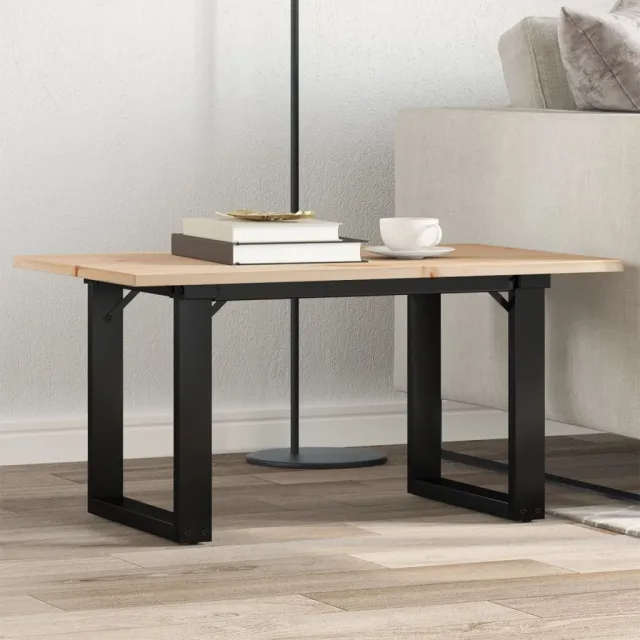 vidaXL Salontafel O-frame 80x50x40 cm massief grenenhout en staal Bruin