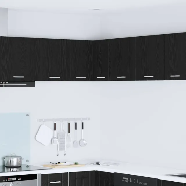 vidaXL Hangkast Zwarte Eik en Wit 57 x 57 x 40 cm Bewerkt hout