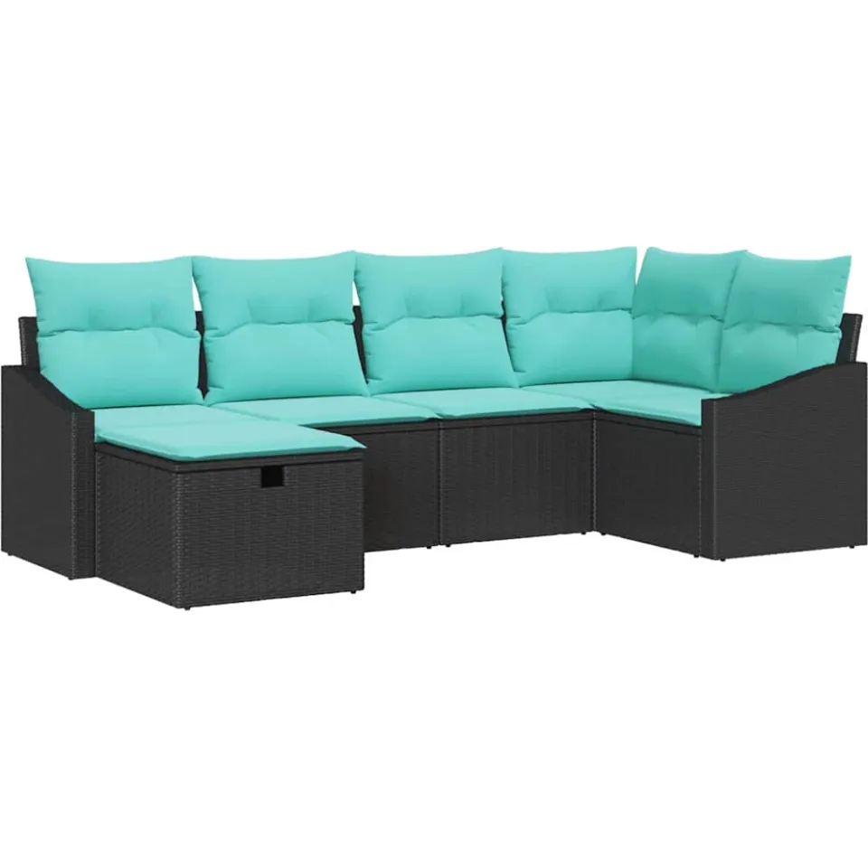 vidaXL Bankstel 6 st Zwart poly rattan