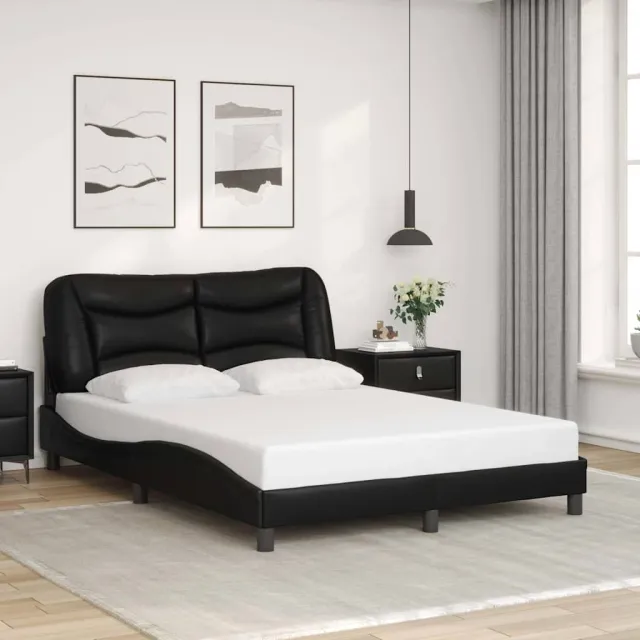 vidaXL Bedframe zonder matras "Hvar" kunstleer zwart 140x190 cm