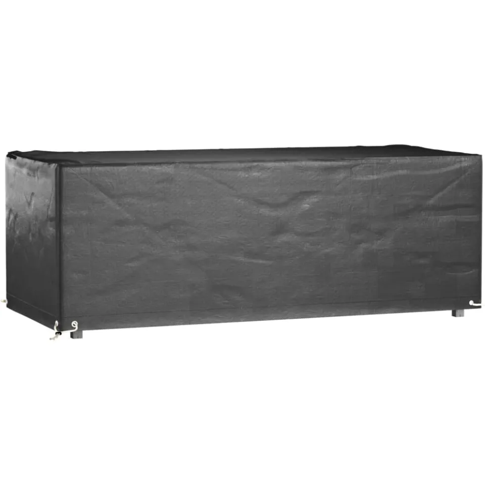 vidaXL Tuinmeubelhoezen 2 st 8 oogjes rechthoekig 192x82x65 cm zwart, foto 2