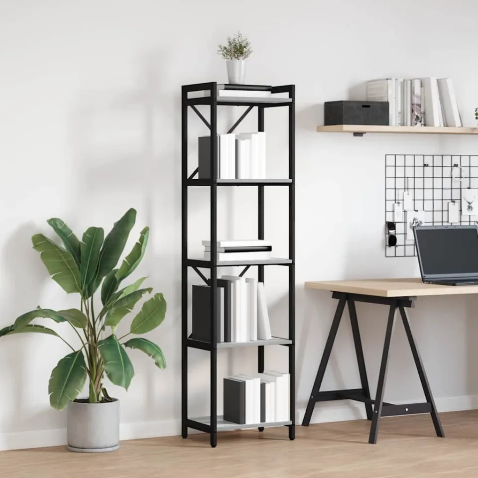 vidaXL Boekenkast 40 x 30 x 155 cm Bewerkt hout Grijs sonoma, foto 3