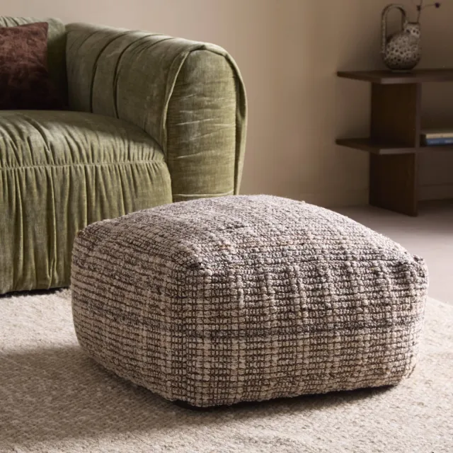 NOUS Living poef Dana beige/zwart, foto 2