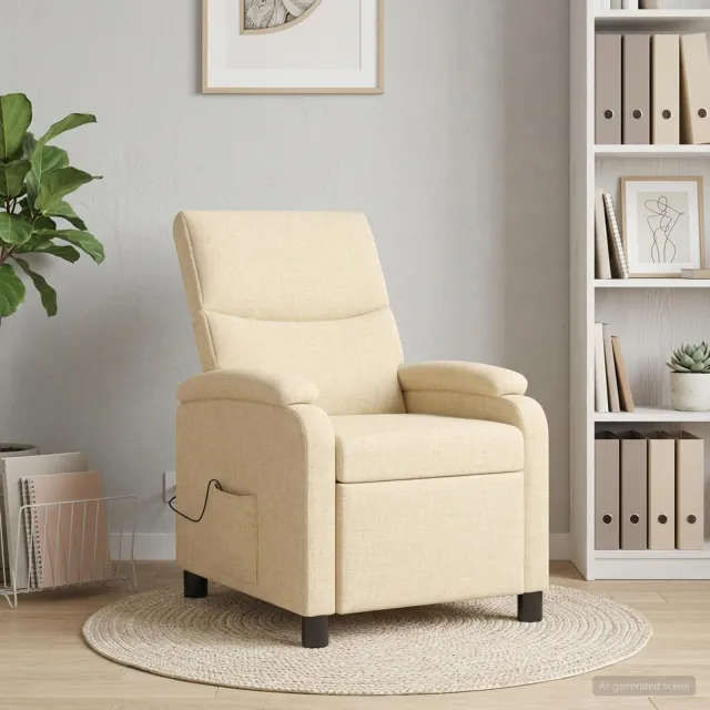 vidaXL Massage Recliner Crèmekleurig Stof