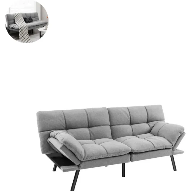 GranMaison Slaapbank - Uitklapbaar - Slaapstoel - Logeerbed - Zetelbed - Slaapfauteuil - Vouwbed - 2 persoons - Zeer comfortabel - Grijs