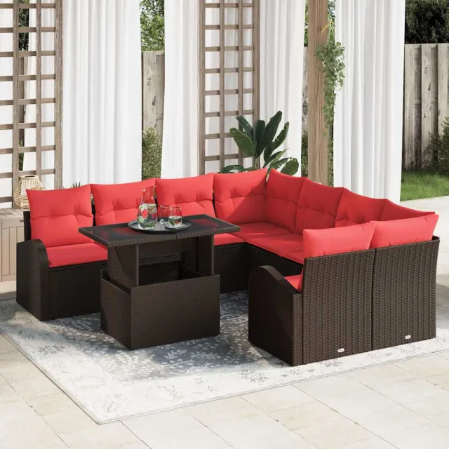 vidaXL Tuin Sofa Set 9 st Bruin poly rattan, foto 2