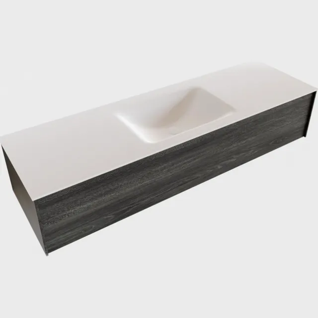 Boss & Wessing Badkamermeubel BWS Madrid Antraciet 150x45x30 cm Mat Witte Solid Surface Wastafel (1 kraangat)