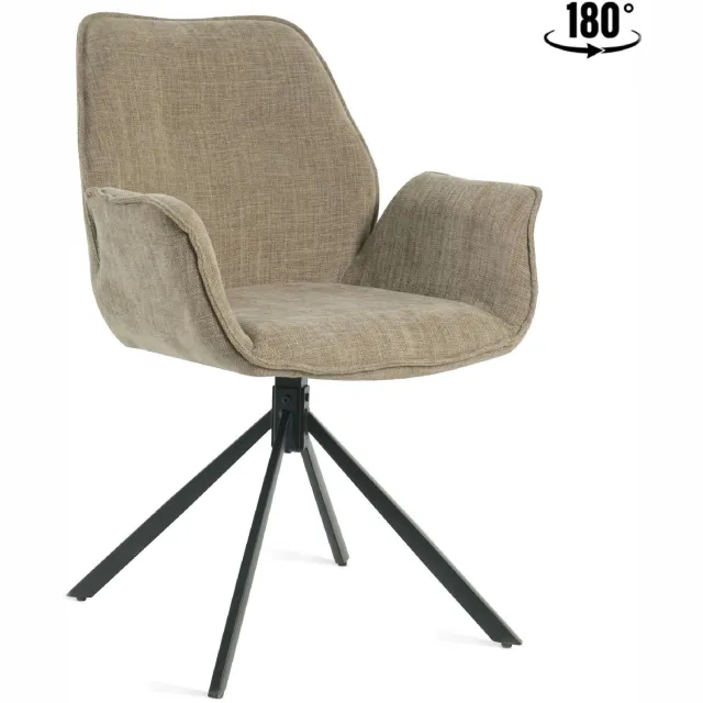 Nest of Nora Set van 2 - Nest of Nora Draaibare eetkamerstoelen draaistoelen met armleuning Livia - Taupe Lichtbruin
