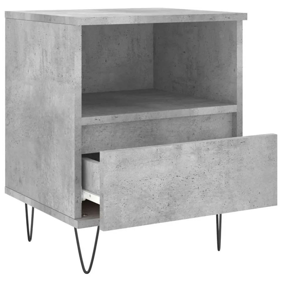 vidaXL Nachtkastje 40x35x50 cm bewerkt hout betongrijs grijs