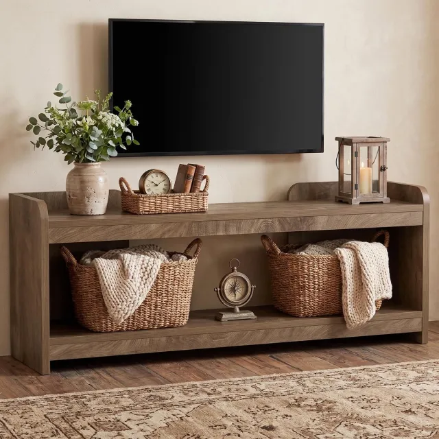 Little Trees LITTLE TREE Dubbellaags Tv Meubel - 160 x 40 x 65 cm - Open Ontwerp - Kabelbeheer - Stevig MDF - Voor Woonkamer En Slaapkamer Bruin