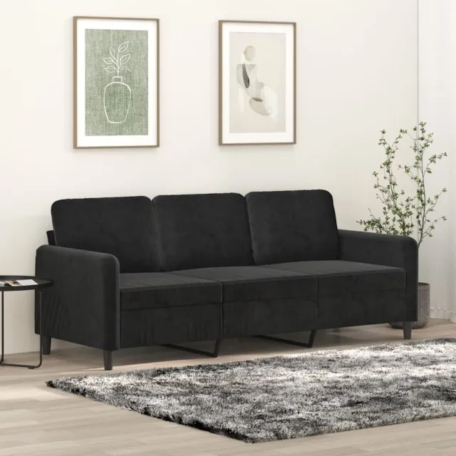 vidaXL Driezitsbank 180 cm fluweel zwart
