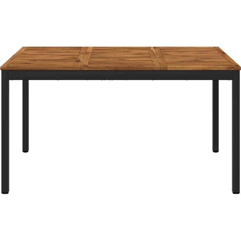 vidaXL Tuindiner tafel NAARDEN Naturel en Zwart 141 x 80,5 x 75 cm Bruin