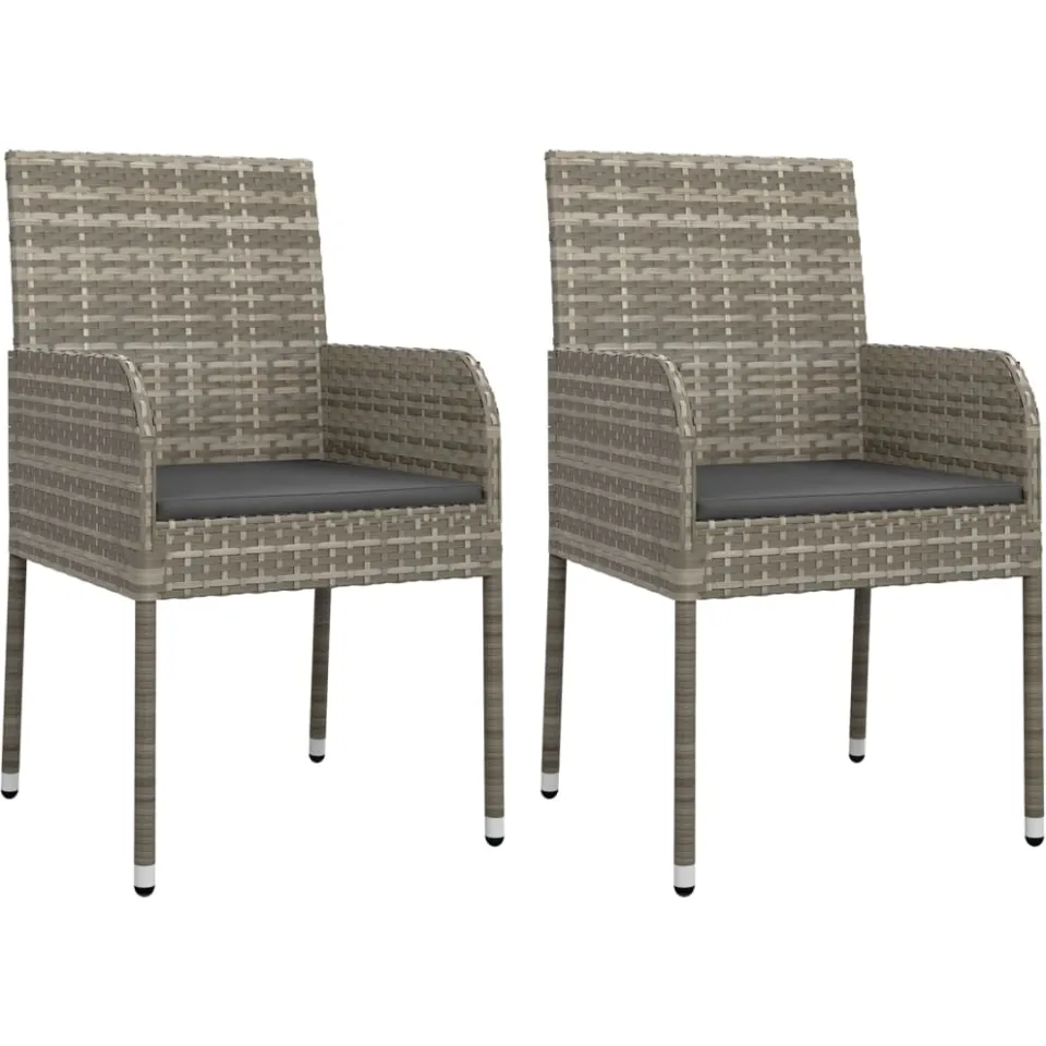 vidaXL 7-delige Tuinset met kussens poly rattan grijs