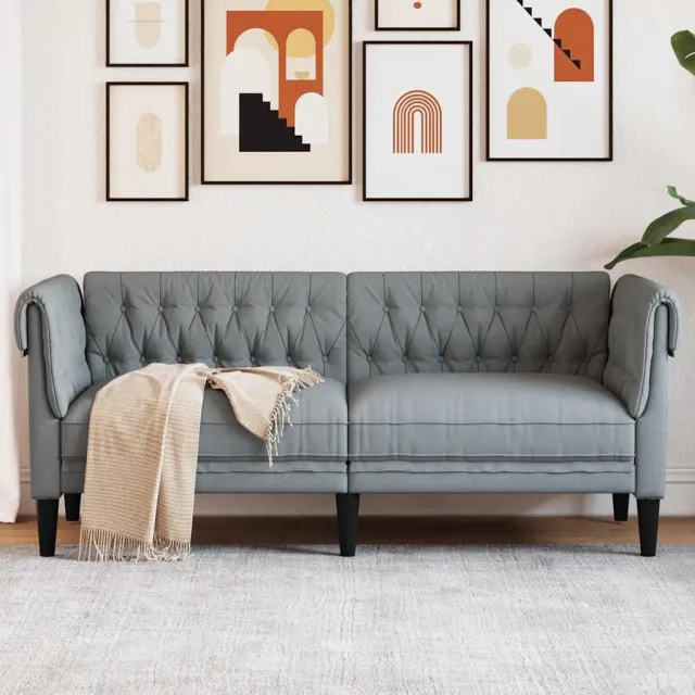vidaXL Tweezitsbank Chesterfield-stijl stof lichtgrijs