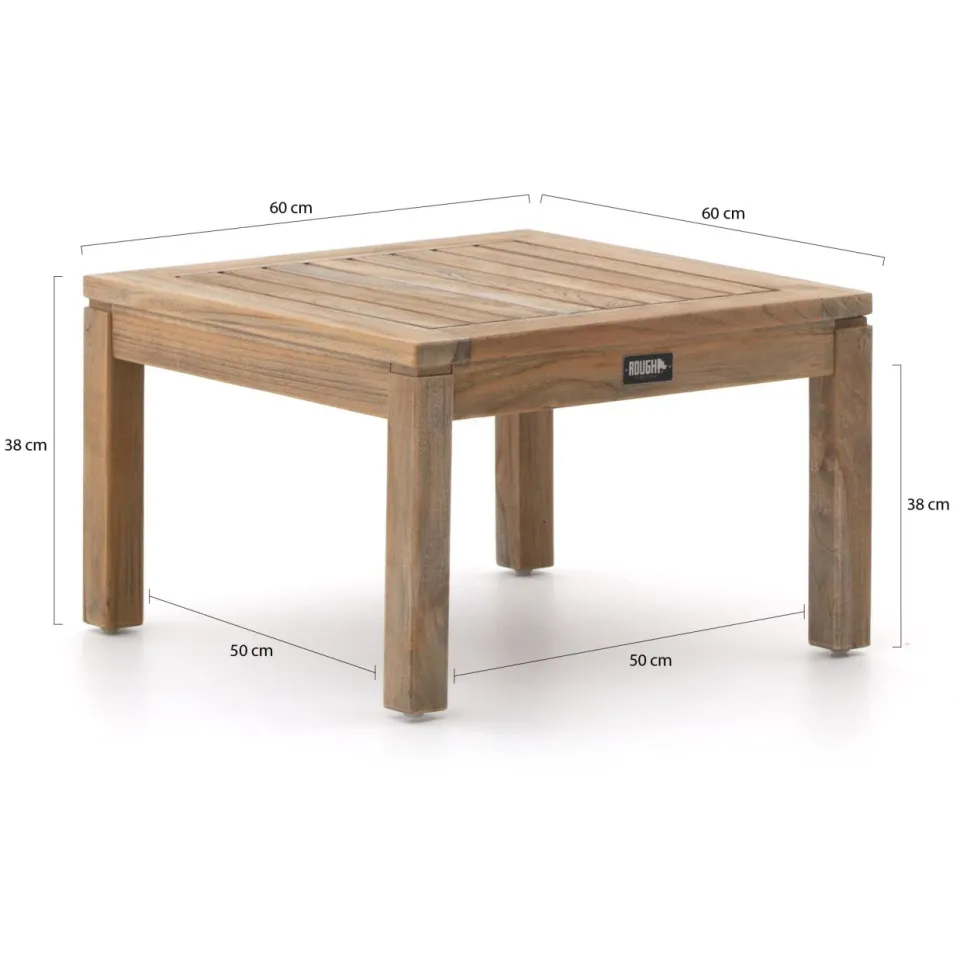ROUGH Furniture ROUGH-S bijzet tuintafel 60x60x38cm bruin, foto 3