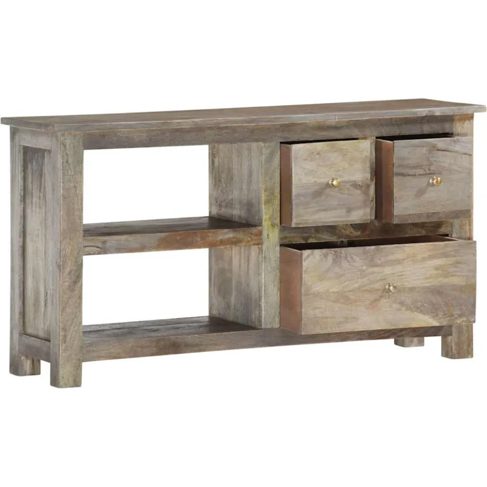 vidaXL Tv-meubel 100x30x55 cm massief mangohout grijs, foto 2