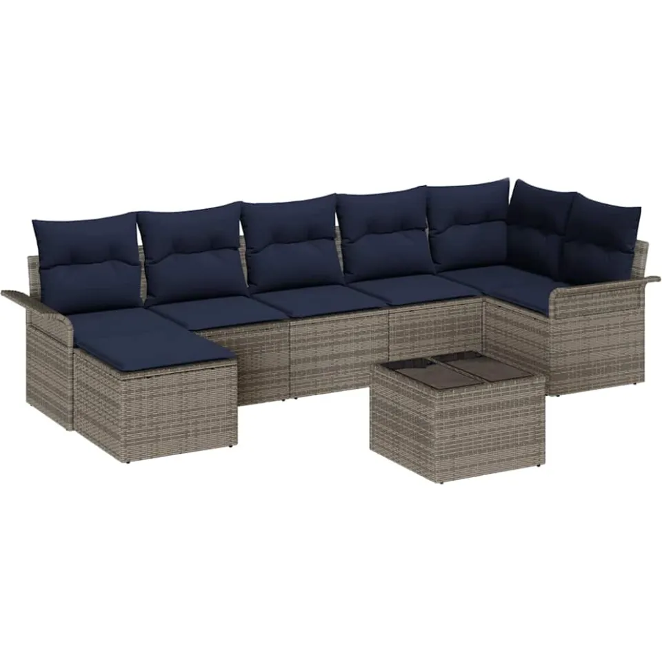 vidaXL Tuin Sofa Set 8 st Grijs poly rattan