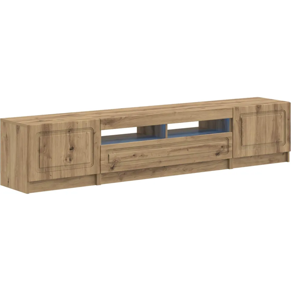vidaXL LED tv-meubel UTRECHT 3 st Artisanaal eiken Bewerkt hout Grijs
