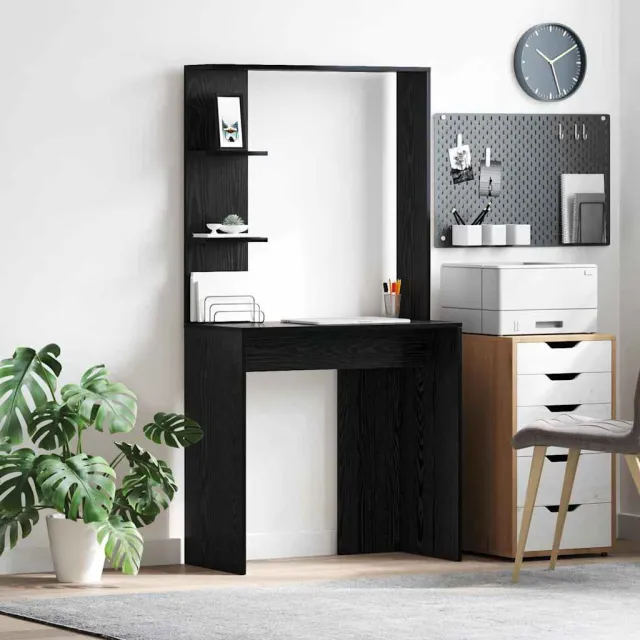 vidaXL Bureau Zwart Eiken 78,5 x 37 x 154,5 cm Bewerkt hout, foto 2