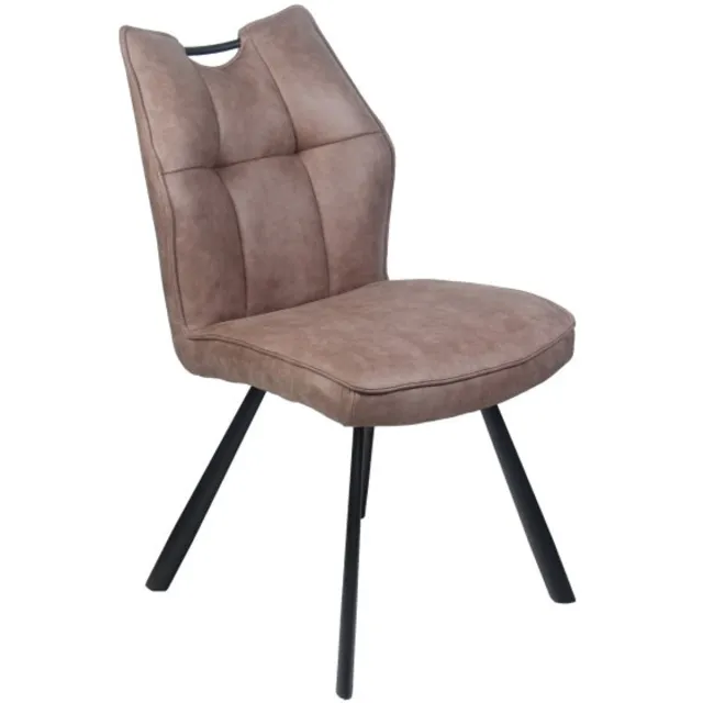 Meubelplaats Eetkamerstoel Felien Microleder - Bruin - eetkamerstoelen set van 2
