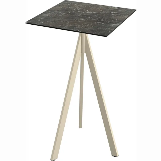 Essentials Infinity Tripod Statafel Zand Frame + Galaxy Marble HPL 70x70 cm - 140061577 - Horeca & Professioneel Marmer
