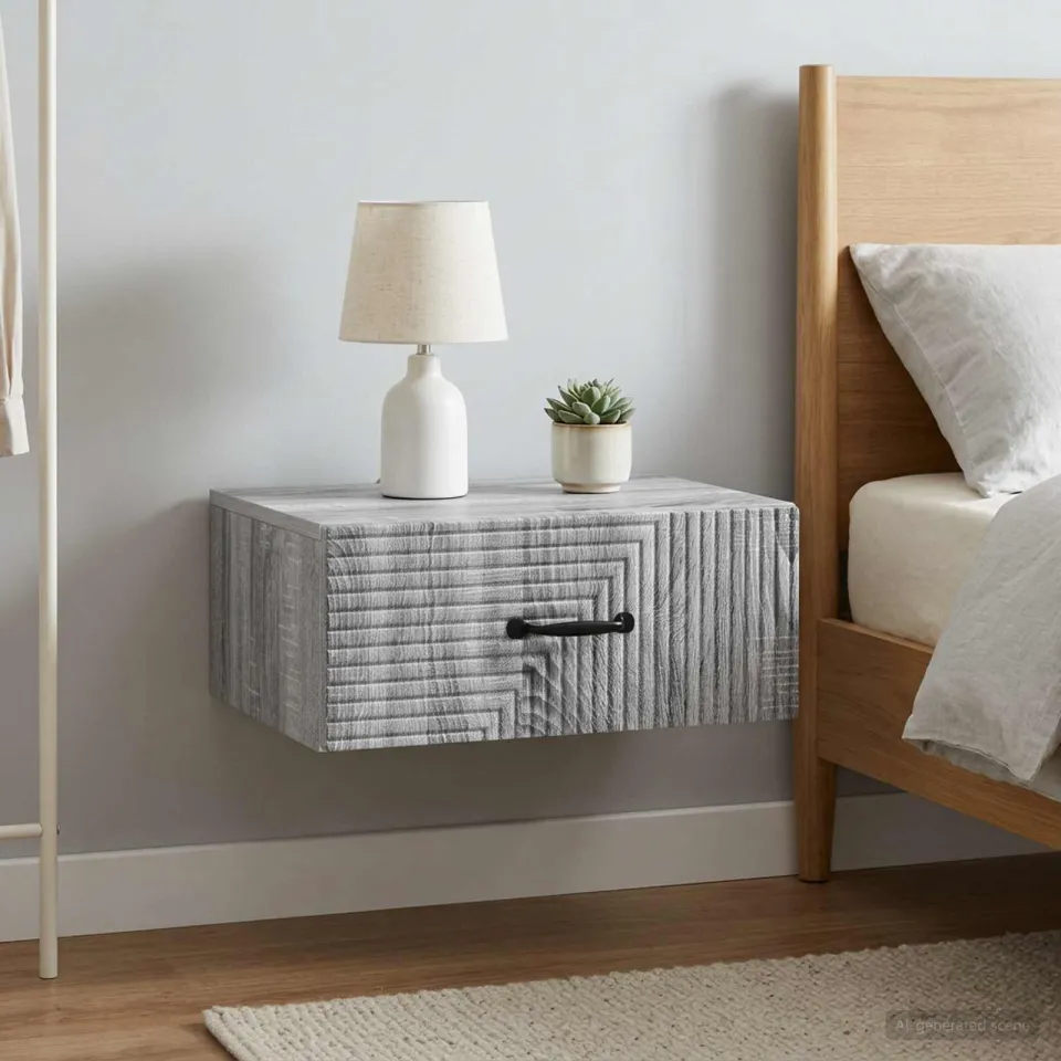 vidaXL Wandbeugel Bedkast 2 st Grijs sonoma 49 x 34,5 x 20 cm, foto 4