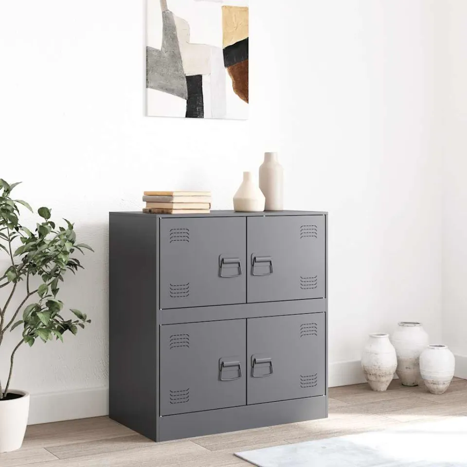 vidaXL Dressoir 67x39x73 cm staal antracietkleurig, foto 3
