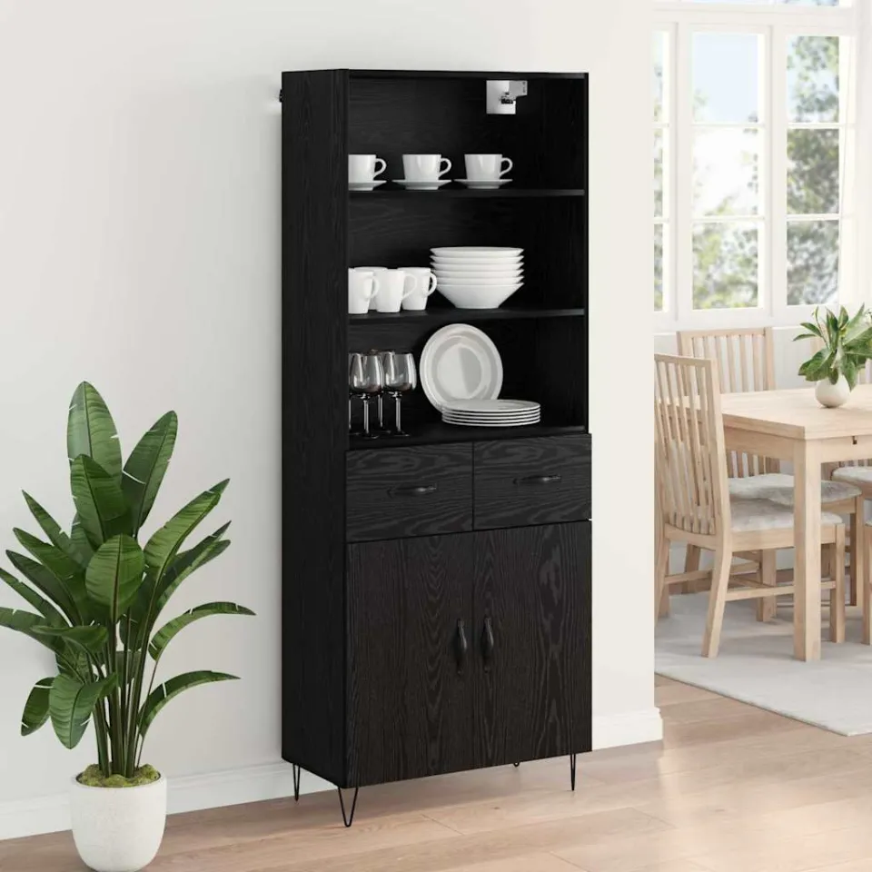 vidaXL Hoge kast 2 st Zwart Eiken 69,5 x 34 x 180 cm, foto 4