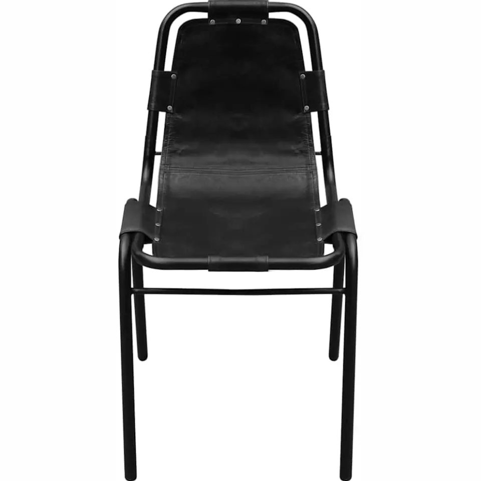 vidaXL Eetkamerstoelen 4 st echt leer zwart, foto 3