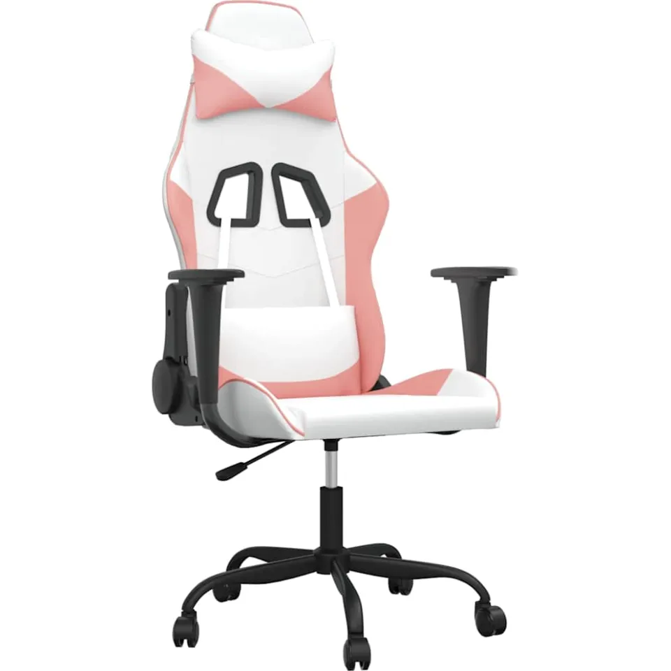 vidaXL Massage gamestoel kunstleer wit en roze, foto 3