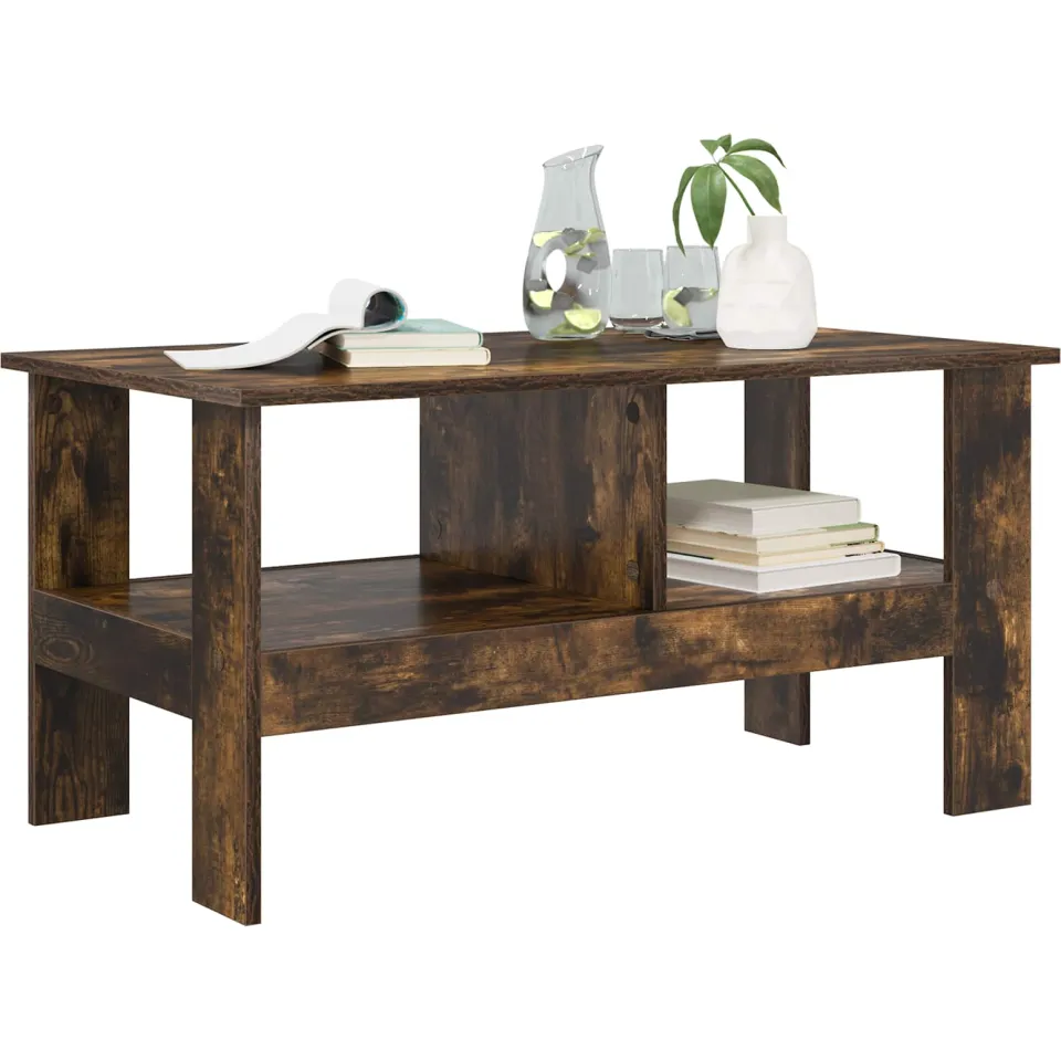 vidaXL Salontafel Gerookt eiken 90 x 50 x 45 cm Bewerkt hout Bruin