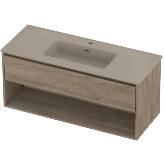 Proline Tribute Badmeubelset Porselein Elegant 1 Gat 120x46x54 cm Mat Crème Cotton Raw Oak Eiken