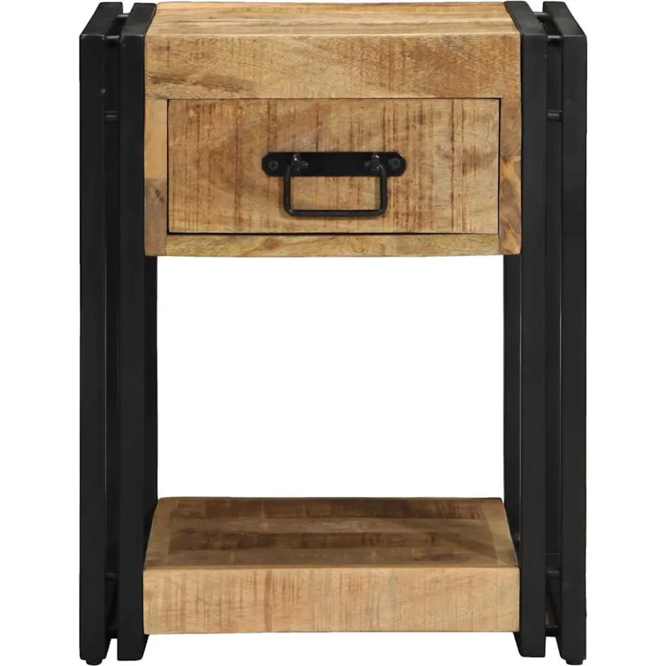 vidaXL Nachtkastjes 2 stuks 40x40x50 cm Massief ruw hout Mango bruin, foto 4