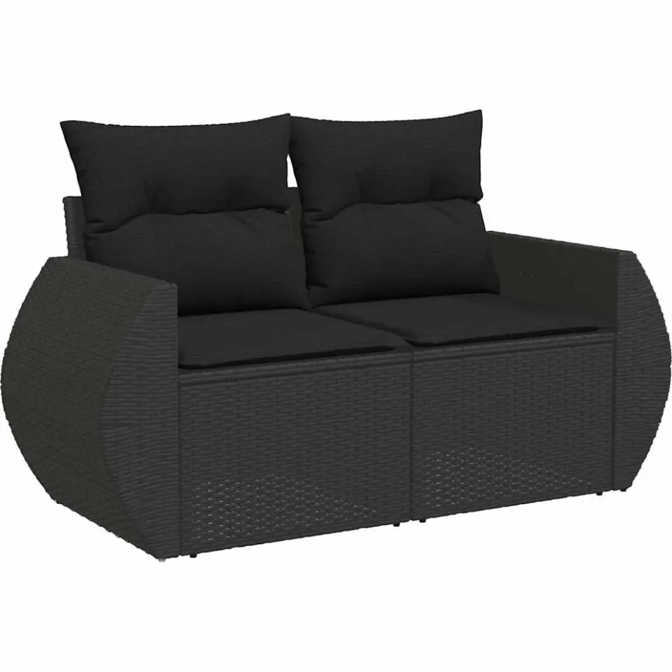 vidaXL 4-delige Loungeset met kussens poly rattan zwart, foto 4