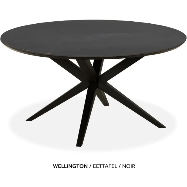 Maxfurn Eettafel rond met verjongde rand | Zeer krasvast | Kleur: Noir | diameter 150cm