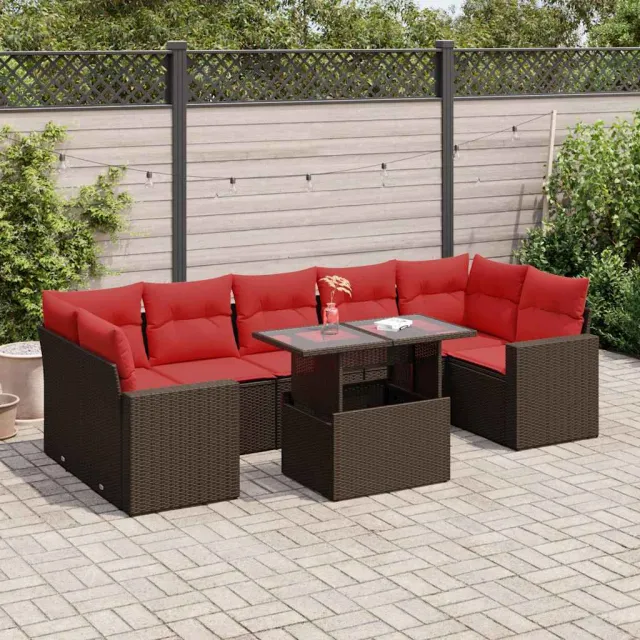 vidaXL 8-delige Loungeset met kussens poly rattan acacia bruin, foto 2