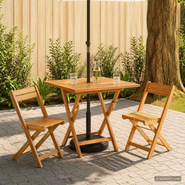 vidaXL Vouw Tuin Tafel Naturel 90 x 90 x 75 cm Massief Teakhout, foto 2