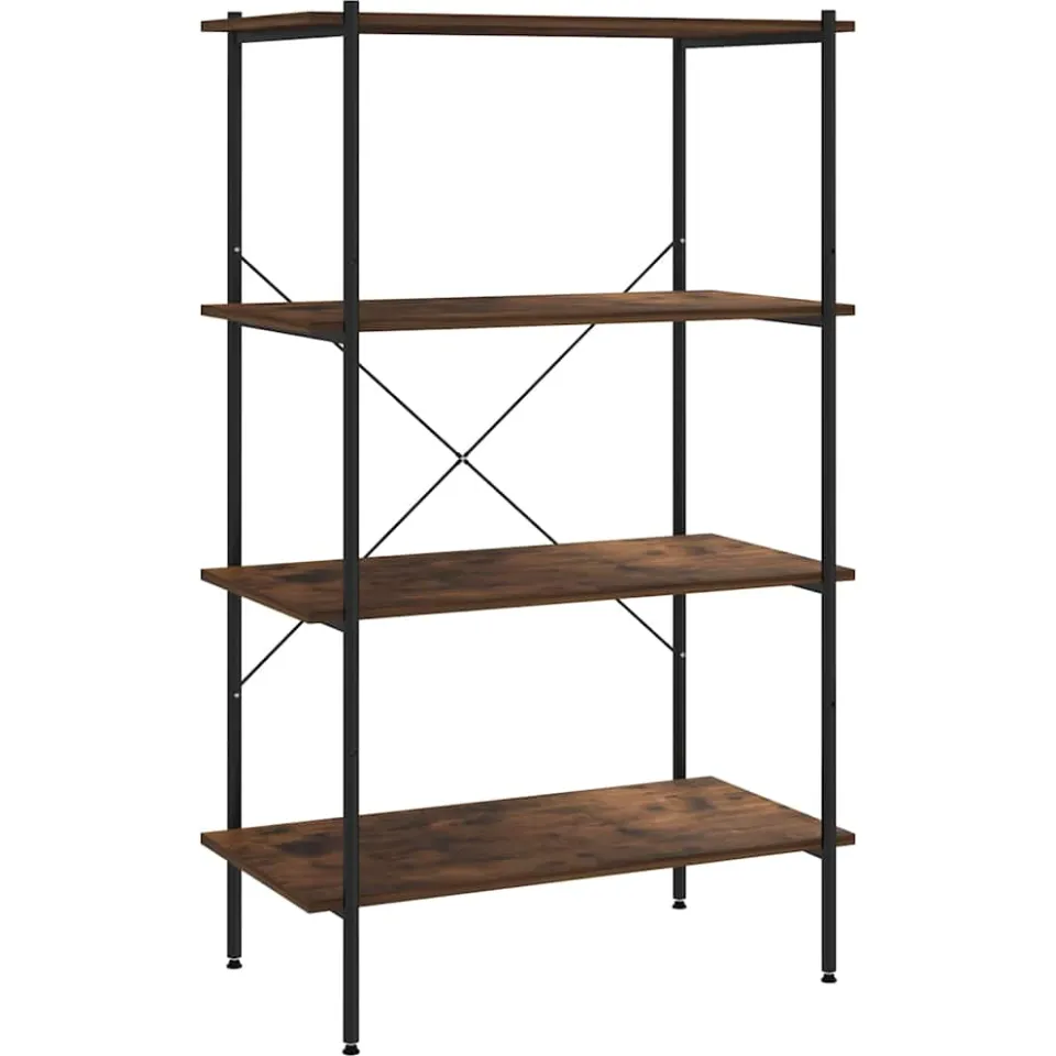 vidaXL Opbergrek 4-laags 80x40x130 cm zwart en naturel, foto 3