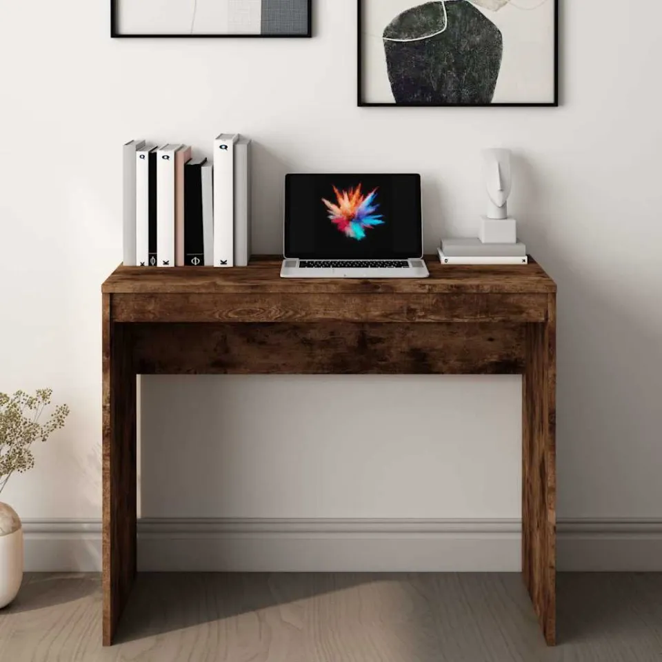 vidaXL Bureau 90x40x72 cm bewerkt hout gerookt eikenkleurig, foto 3