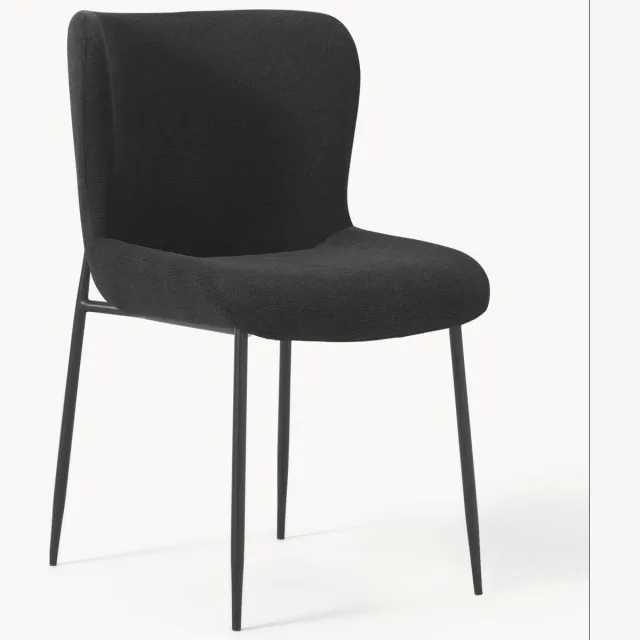 Westwing Collection Gestoffeerde stoel Tess Zwart