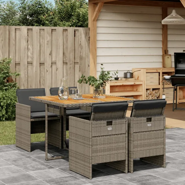 vidaXL 5-delige Tuinset met kussens poly rattan grijs, foto 2