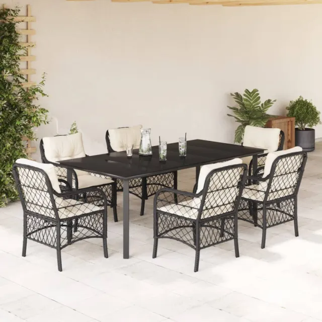 vidaXL 7-delige Tuinset met kussens poly rattan zwart, foto 2