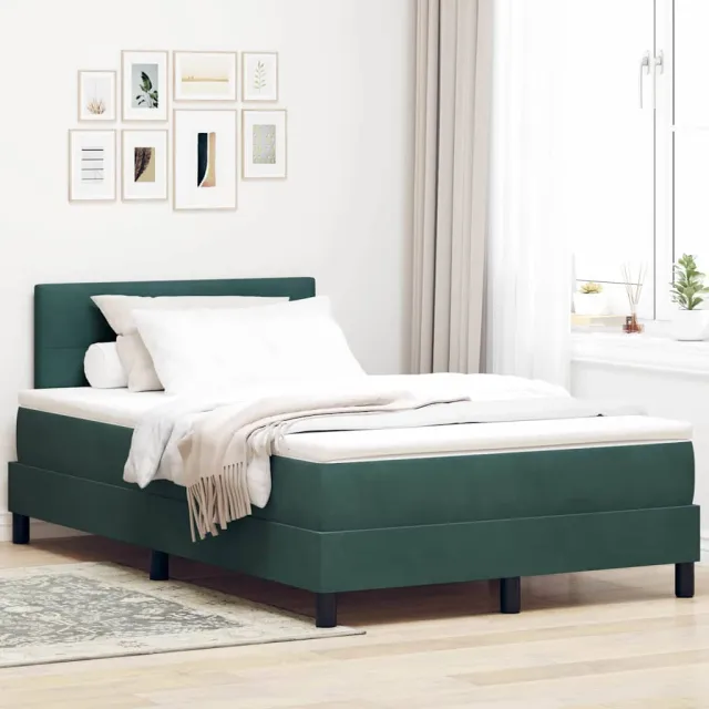 vidaXL Boxspring bed met LED-stripverlichting Blauw 120 x 190 cm Stof