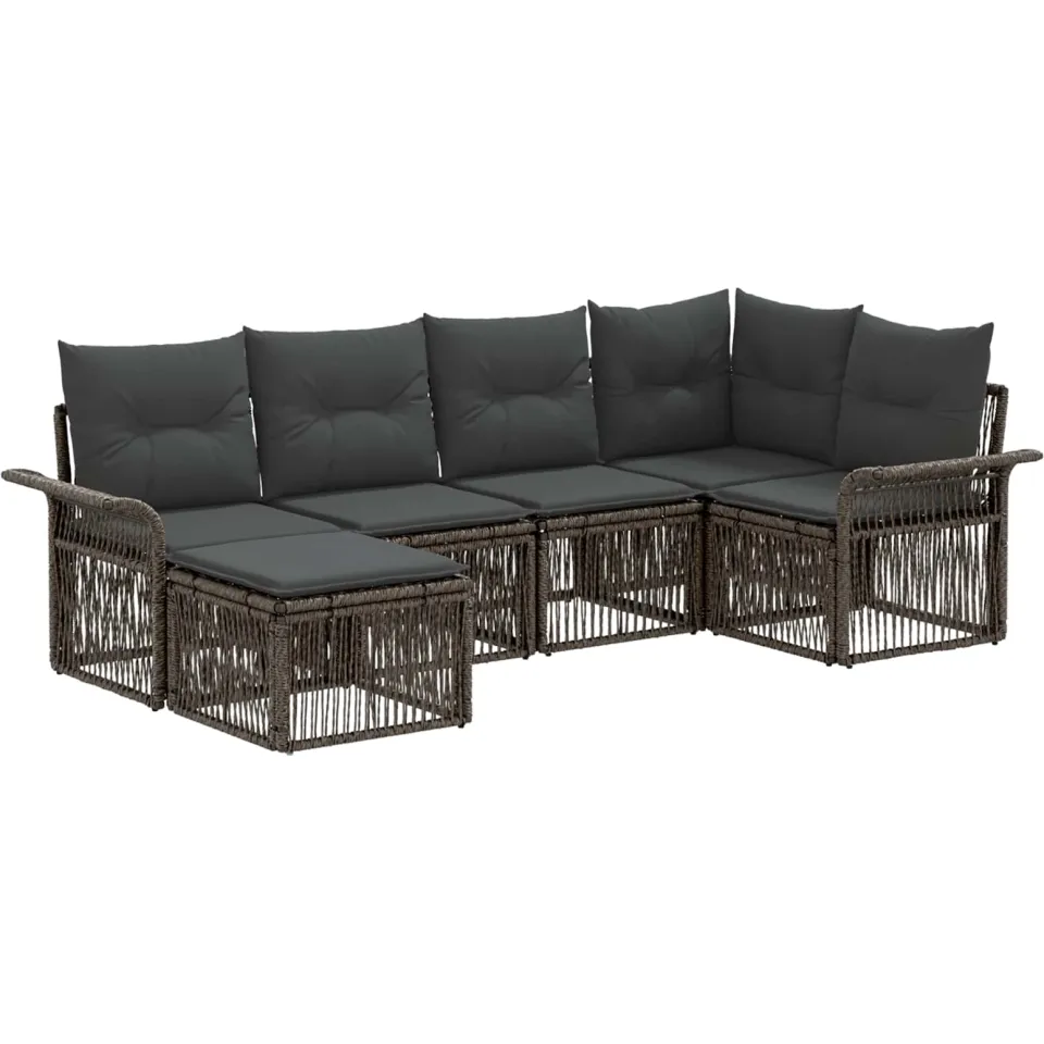 vidaXL Tuinbankenset 6 st Grijs poly rattan, foto 3