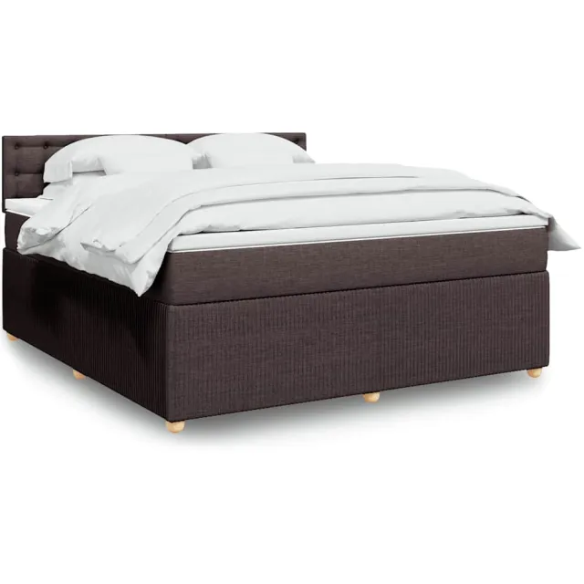vidaXL Boxspring met matras stof donkerbruin 180x200 cm bruin