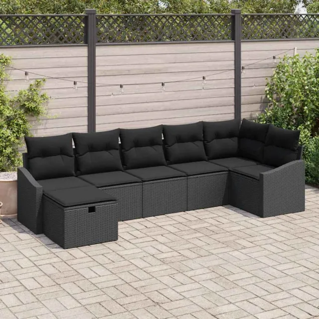 vidaXL Bankstel 7 st Zwart poly rattan, foto 2