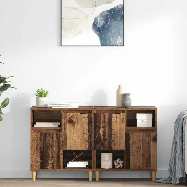 vidaXL Dressoirs 2 st Oud Hout 60 x 35 x 70 cm Bewerkt hout Bruin