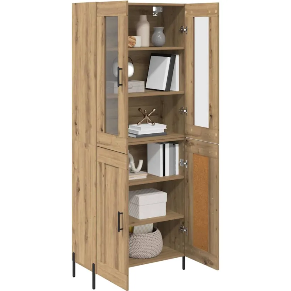 vidaXL Highboard Artisan Eiken 69,5 x 34 x 180 cm Bewerkt hout Bruin