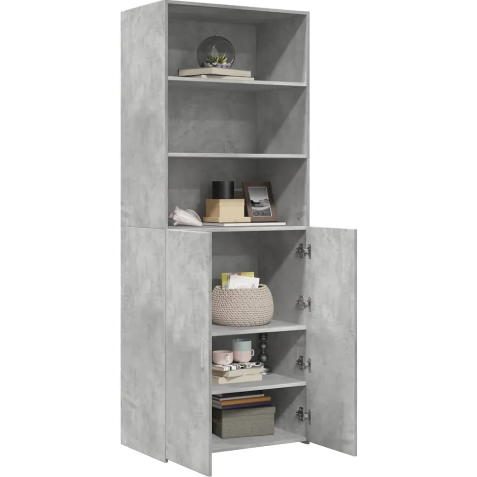 vidaXL Hoge kast 70x42,5x185 cm bewerkt hout betongrijs grijs, foto 2