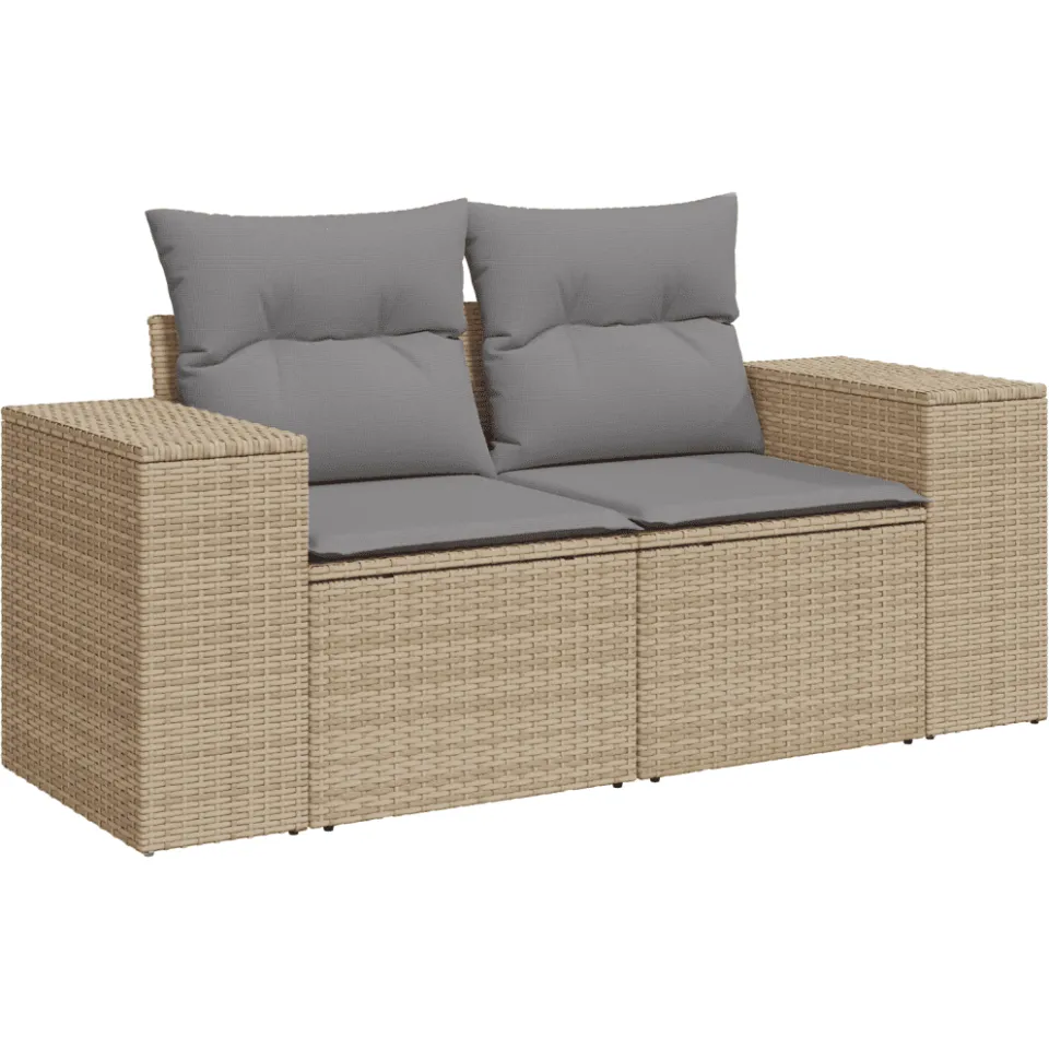 vidaXL 13-delige Loungeset met kussens poly rattan beige, foto 4